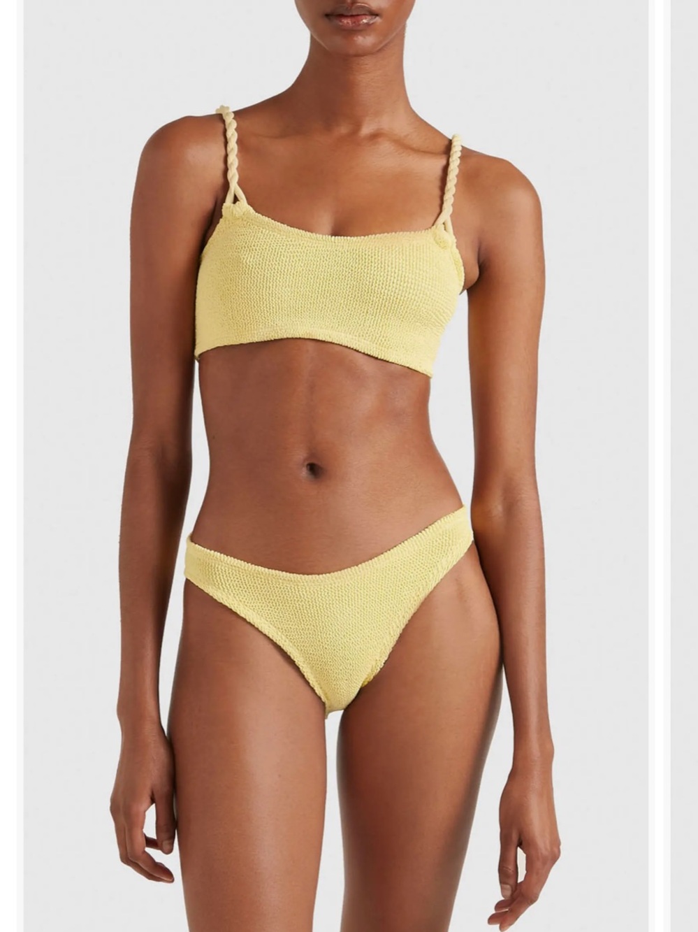 Hunza G ›
Phoebe Bikini in butter Yellow Knit Bra-Top Bikini Set - Women Swim OS